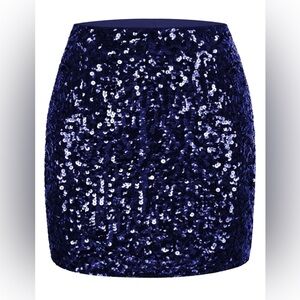 MANER Sequin Skirt Sparkle Stretchy Bodycon Mini Skirts Night Out Party